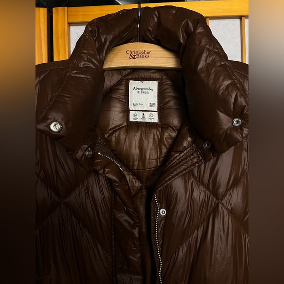 Abercrombie & Fitch Dark chocolate Brown Puffer Coat, oversized - Picture 2 of 8